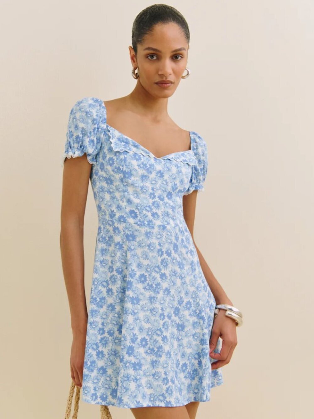 Reformation Suzette Dress Blue - Size 2